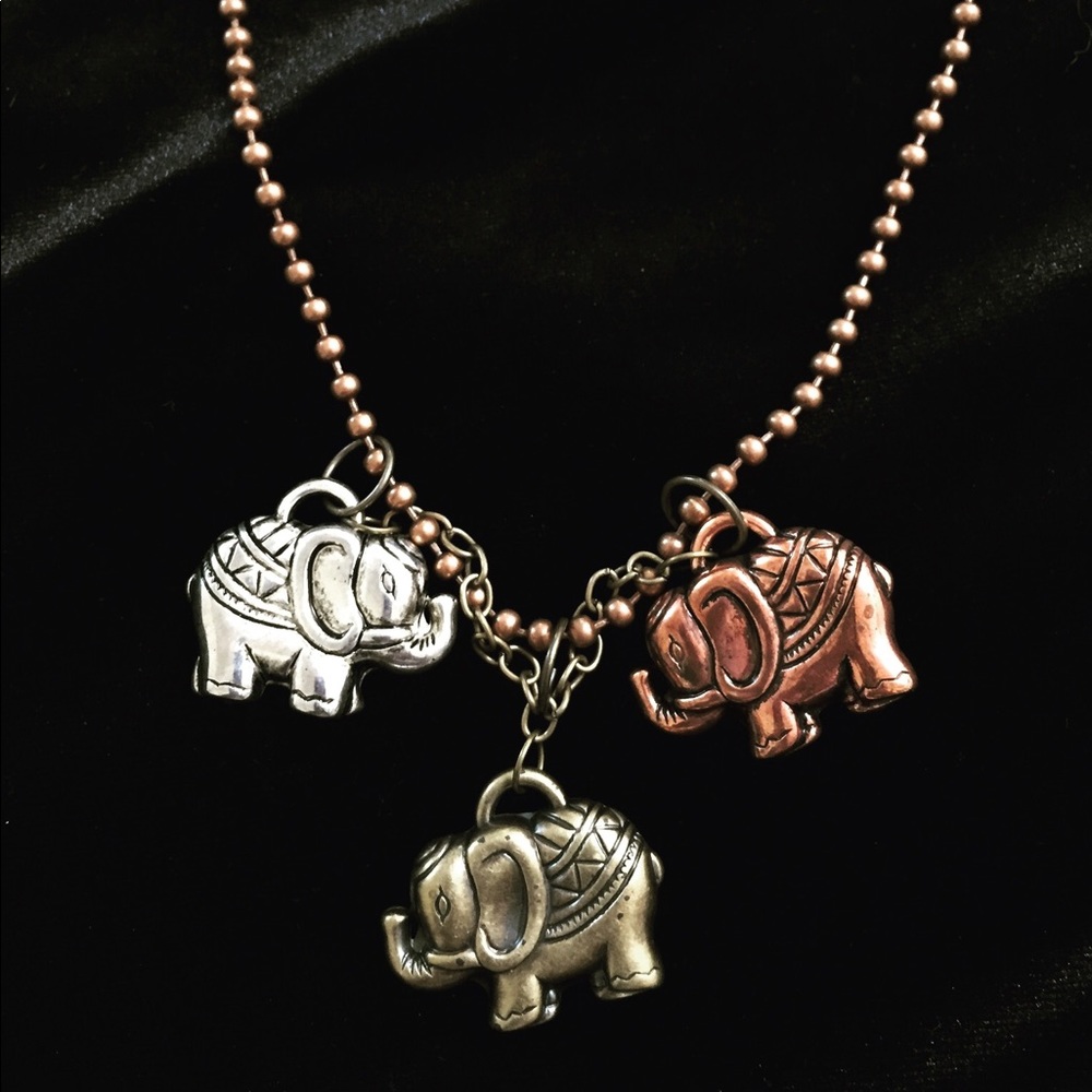Triple Elephant Necklace
